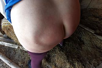 Ass spanking in barn