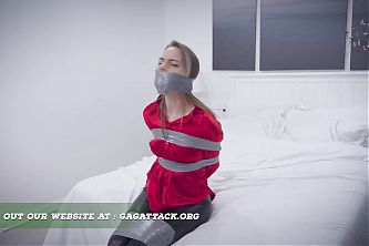 Chloe - Secretary in Bondage for Promotion Tied and Tape gagged